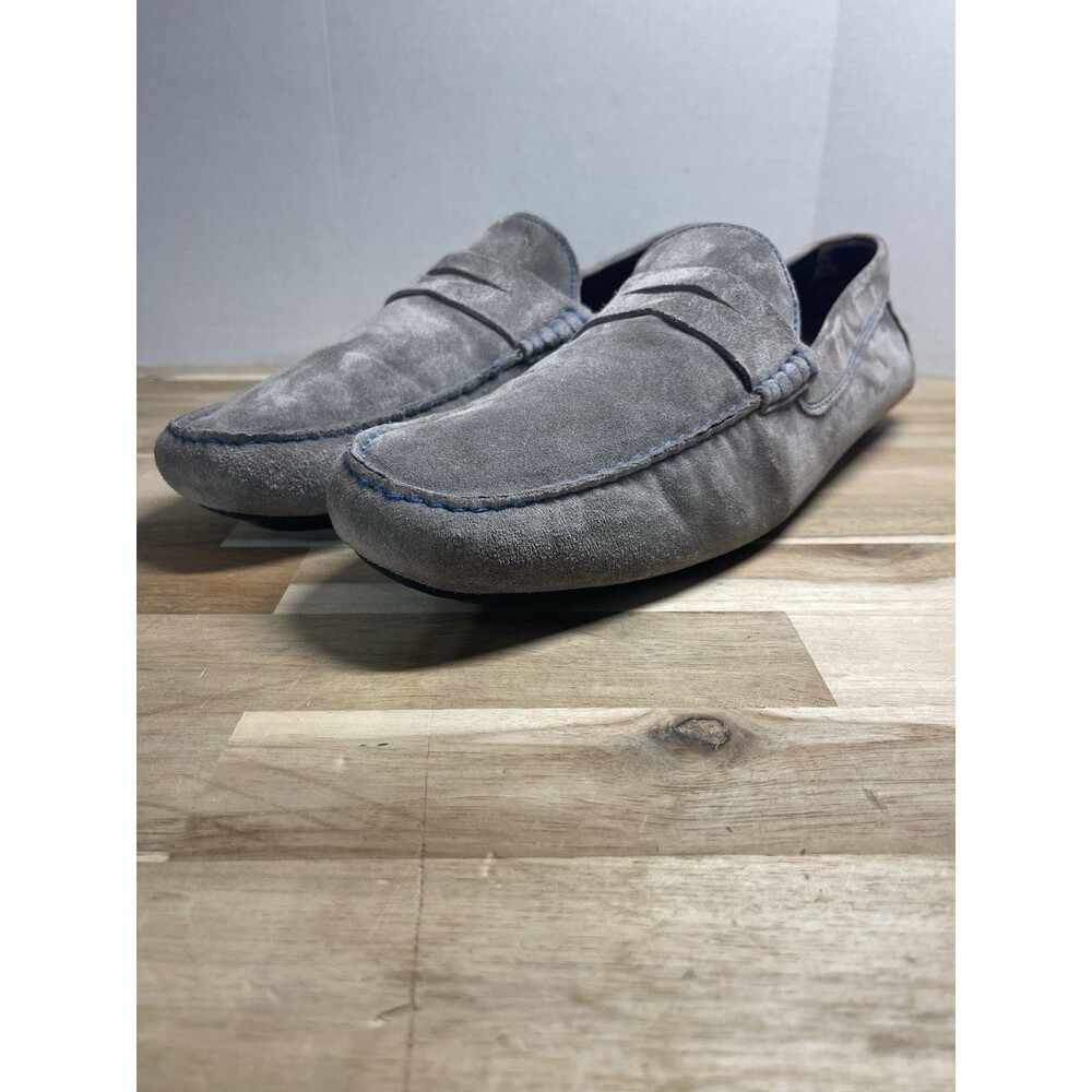 To Boot Adam Derrick New York Gray Suede Blue Stitch Driving Loafer Italy Men 13